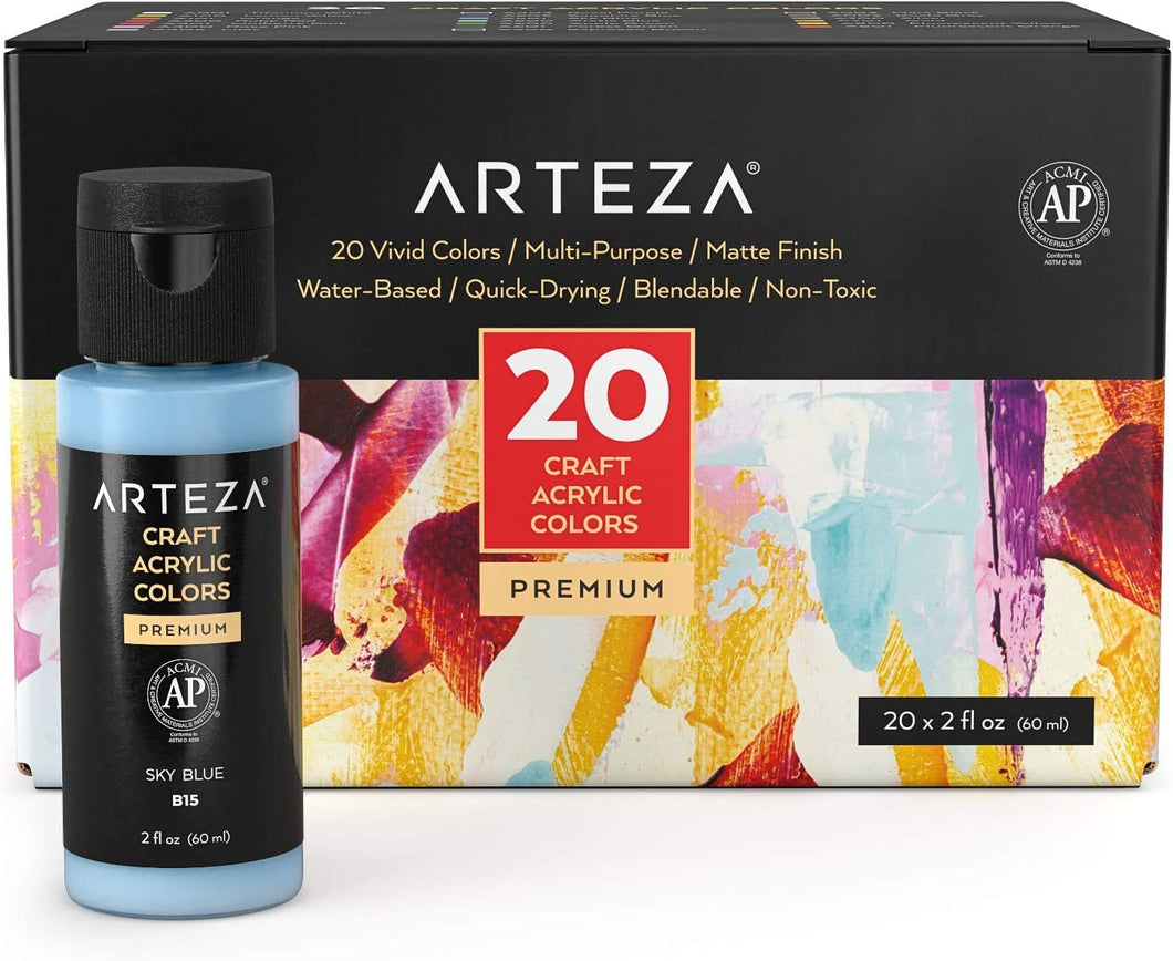 ARTEZA - Pintura acrílica artesanal, juego de 20 colores