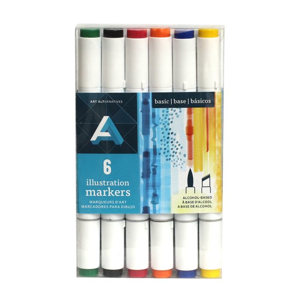 Art Alternatives - Illustration Marker Sets, 6-Marker Set - Primary Colors