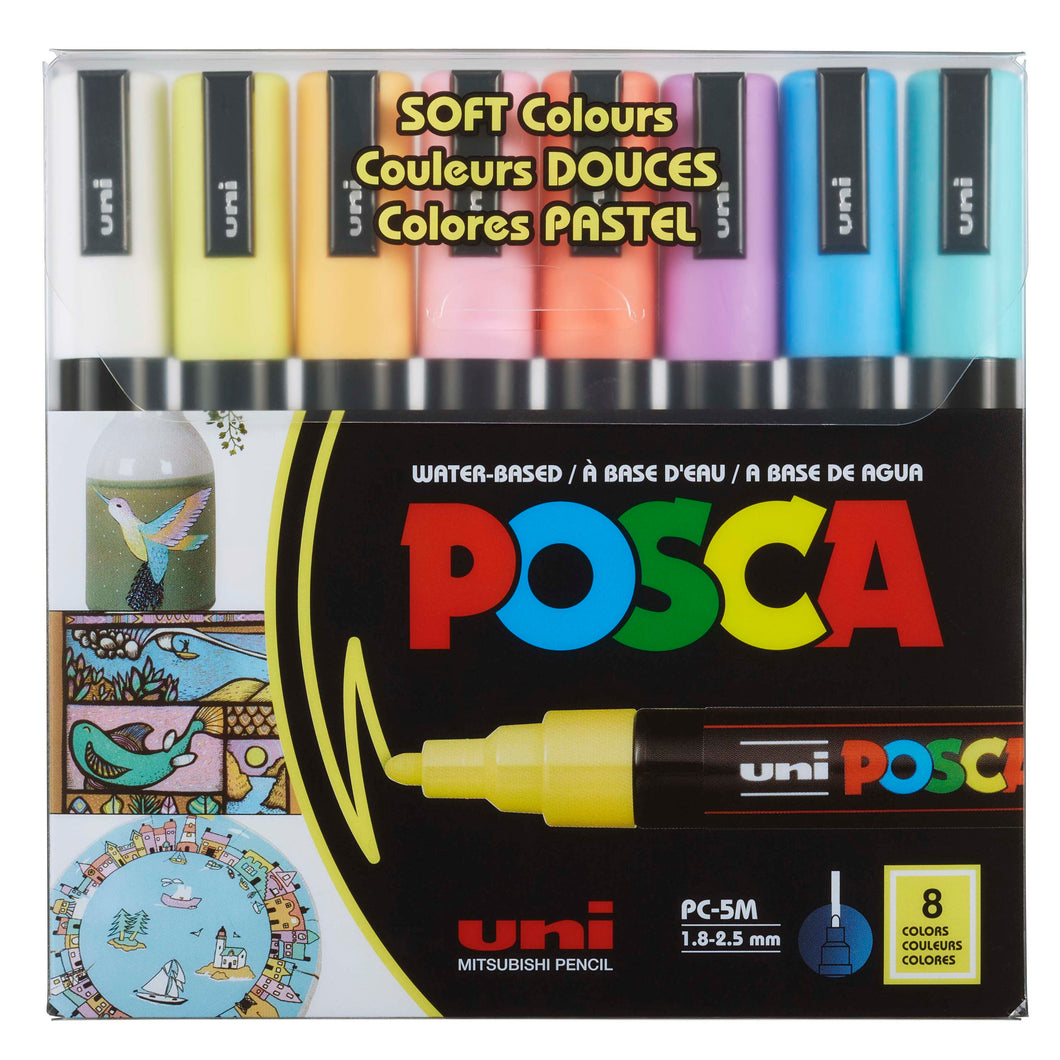 POSCA Paint Marker Sets, 8-Color PC-5M Medium Soft Colours Set