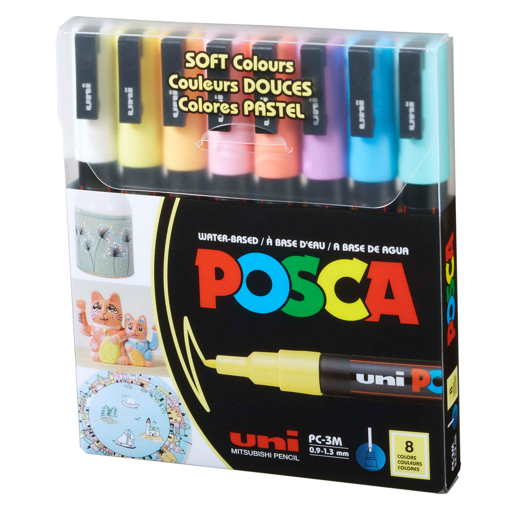 POSCA Paint Marker Sets, 8-Color PC-3M Fine Soft Colours Set