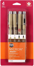 Lade das Bild in den Galerie-Viewer, Sephia Pigma Brush, Graphic &amp; Micron 4-Pen Set

