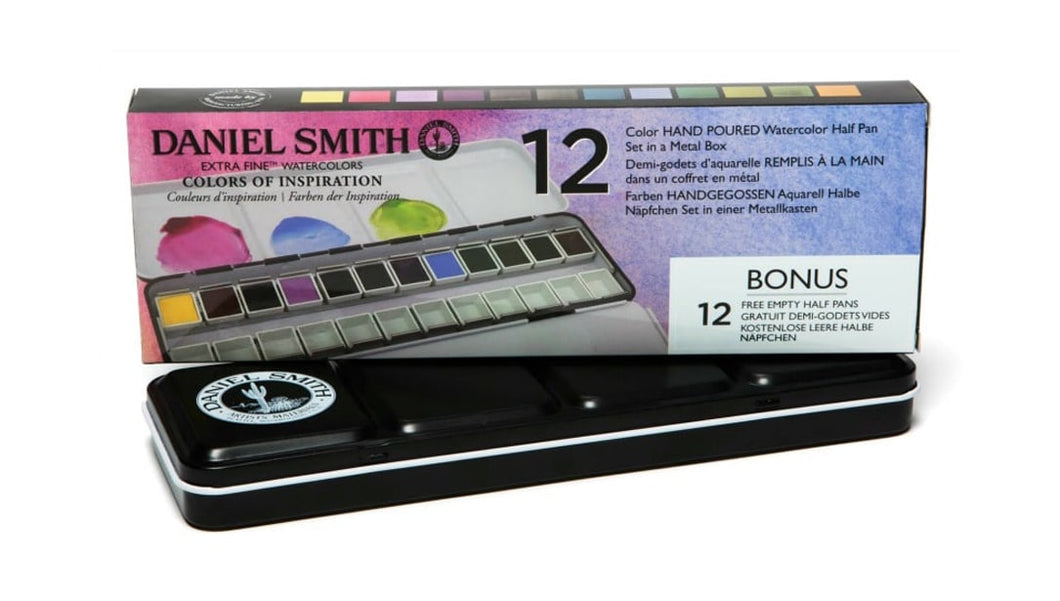 Daniel Smith - Extra Fine Watercolor Half Pan Sets, Colors of Inspiration 12-Color