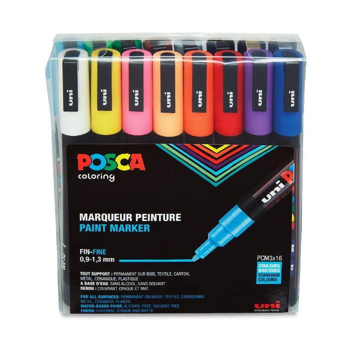 POSCA Paint Marker Sets, 16-Color PC-3M Fine Set