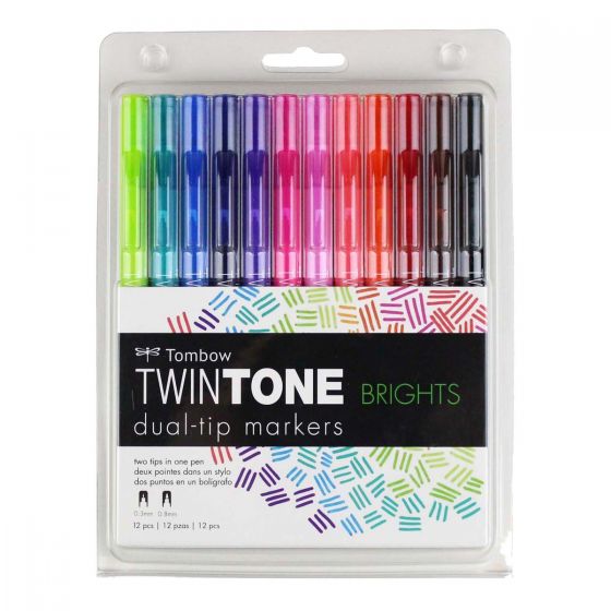 Tombow - Set of 12 Twintone markers - Bright