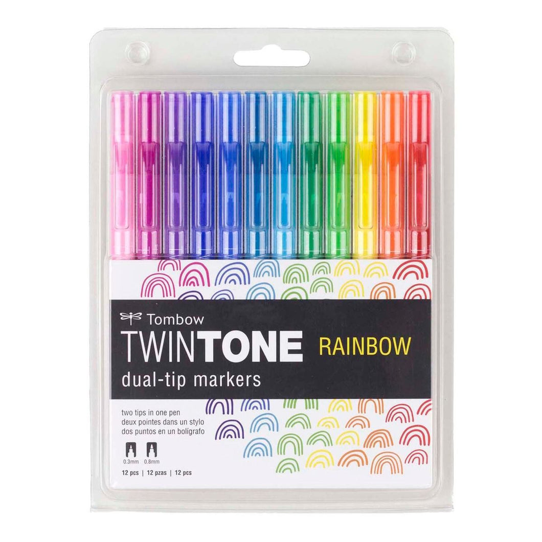 Tombow - Juego de 12 rotuladores Twintone - Rainbow
